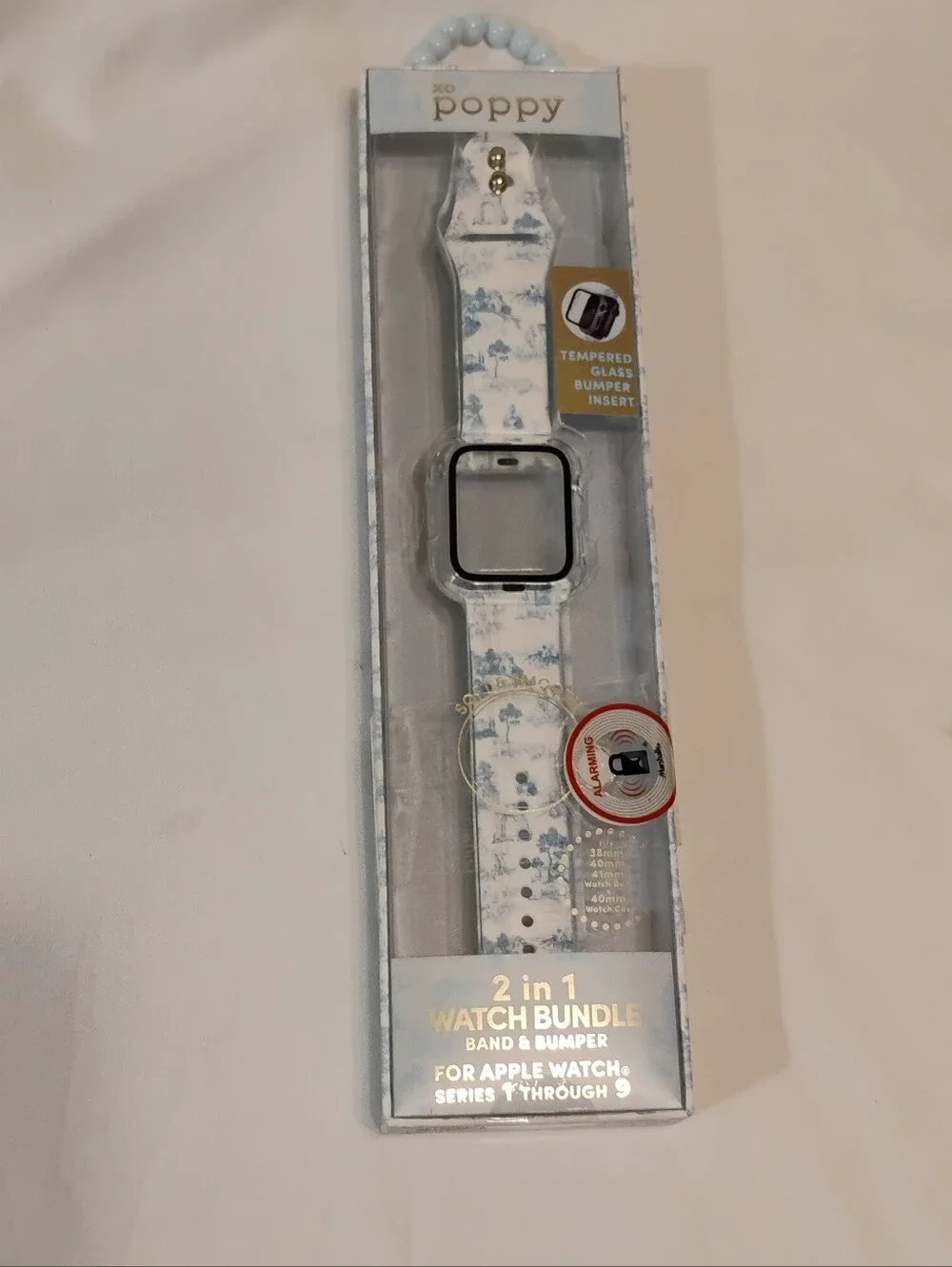 Poppy 2-in-1 Floral White Apple Watch Band with Tempered Glass Bumper